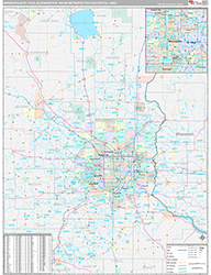 Minneapolis-St. Paul-Bloomington Metro Area Wall Map Premium Style 2026
